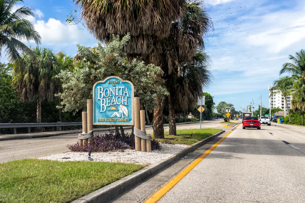 Welcome sign for Bonita Beach